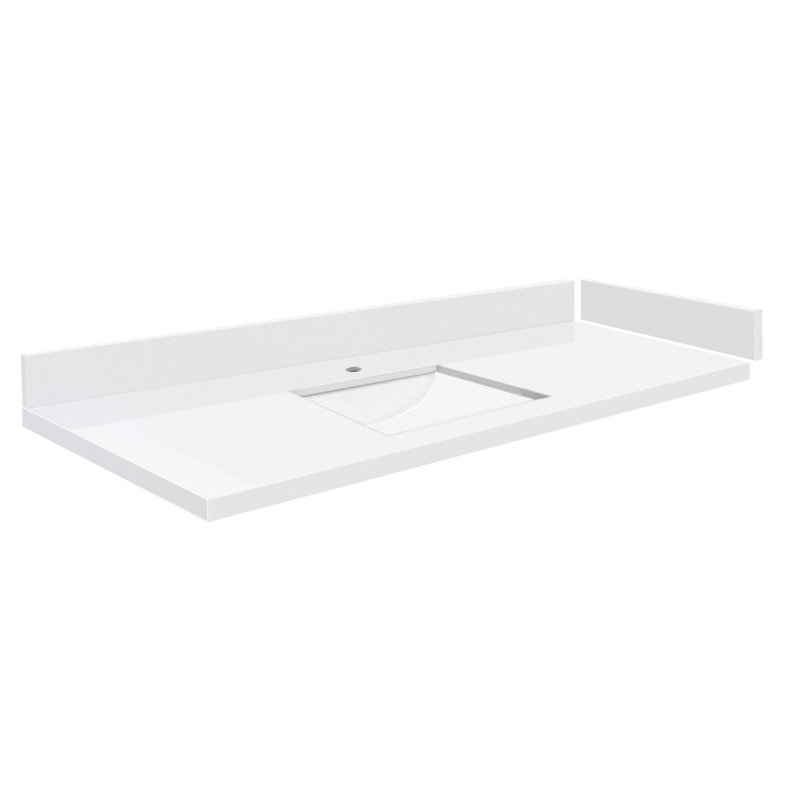 49 comptoir de meuble-lavabo simple avec 1 trou de robinet, Blanc Miami