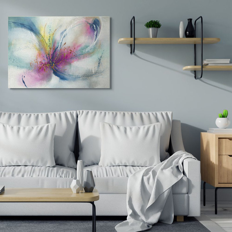 «Organic Butterfly Shape Rose Blue Nature» par K. Nari - reproduction d'art, Toile tendue, H 36 po x l 48 po