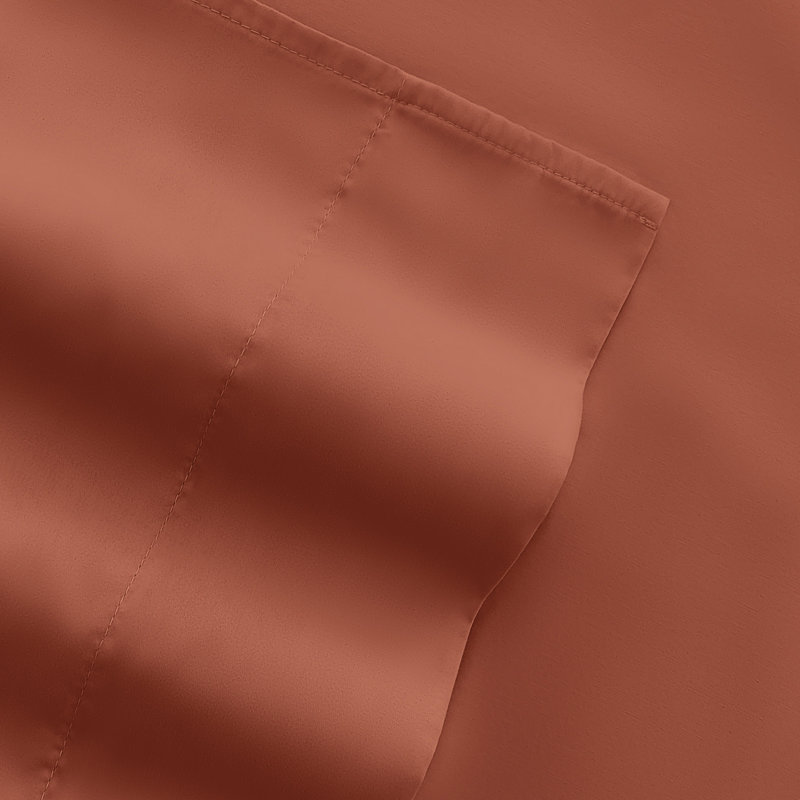 Sheet Set Solid Microfiber Ultra Soft Bedding, Clay, King Sheet Set with 4 Pillowcases