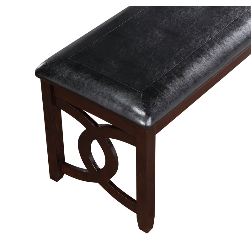 Ziemer Polyester Blend Upholstered Bench, Ebony/Black