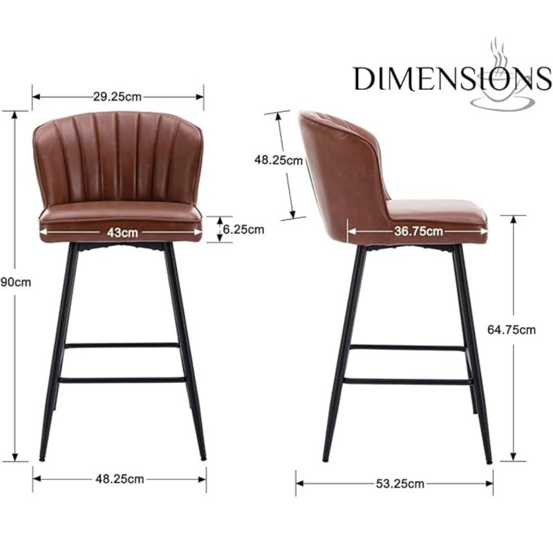 Upholstered Counter Stool with Metal Frame, Brown