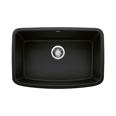 Valea SILGRANIT 27" Single Bowl Undermount Kitchen Sink - Coal Black