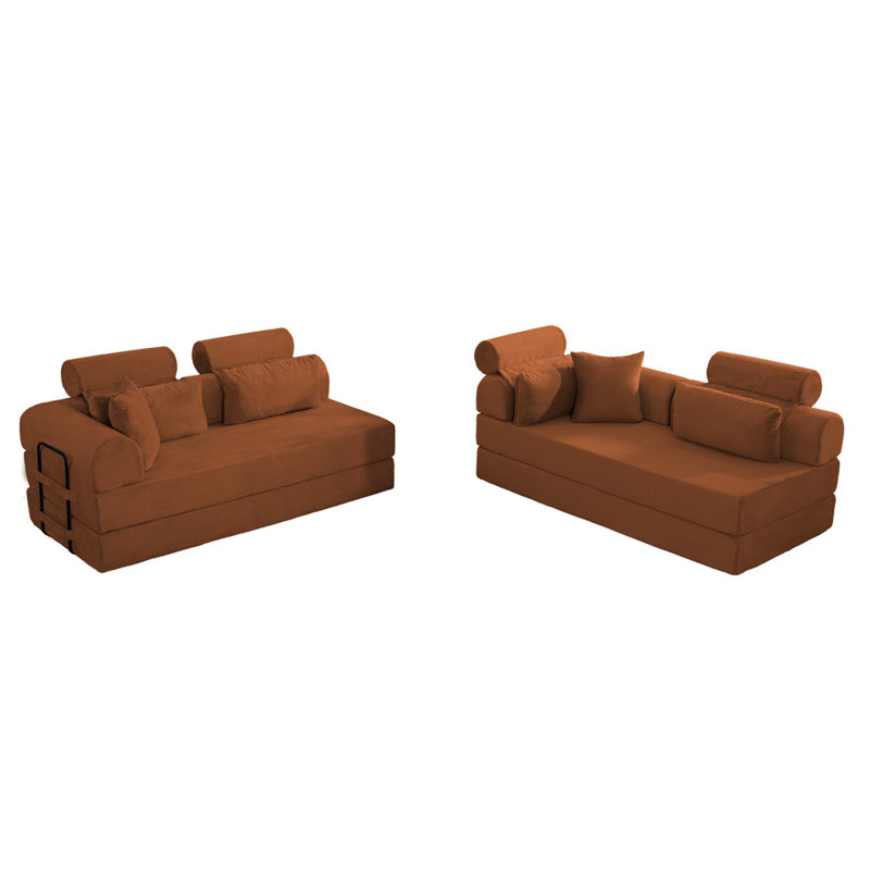 Canapé modulaire en forme de L, canapé modulaire en velours côtelé de style minimaliste moderne, Orange