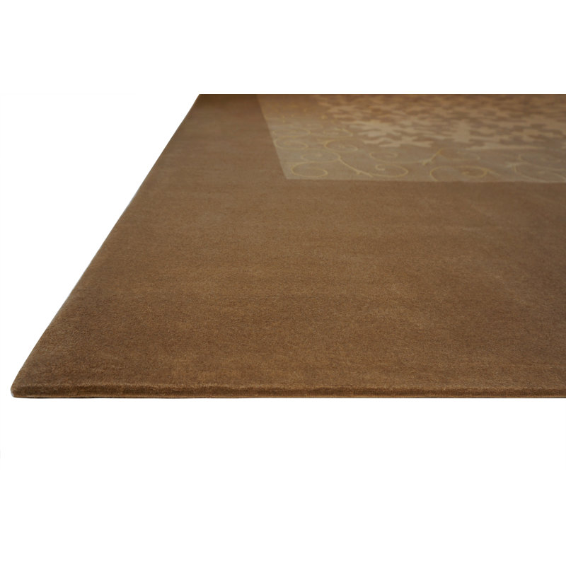 Concerto Hand Knotted Area Rug in Beige/Gold, Rectangle 4' x 6'