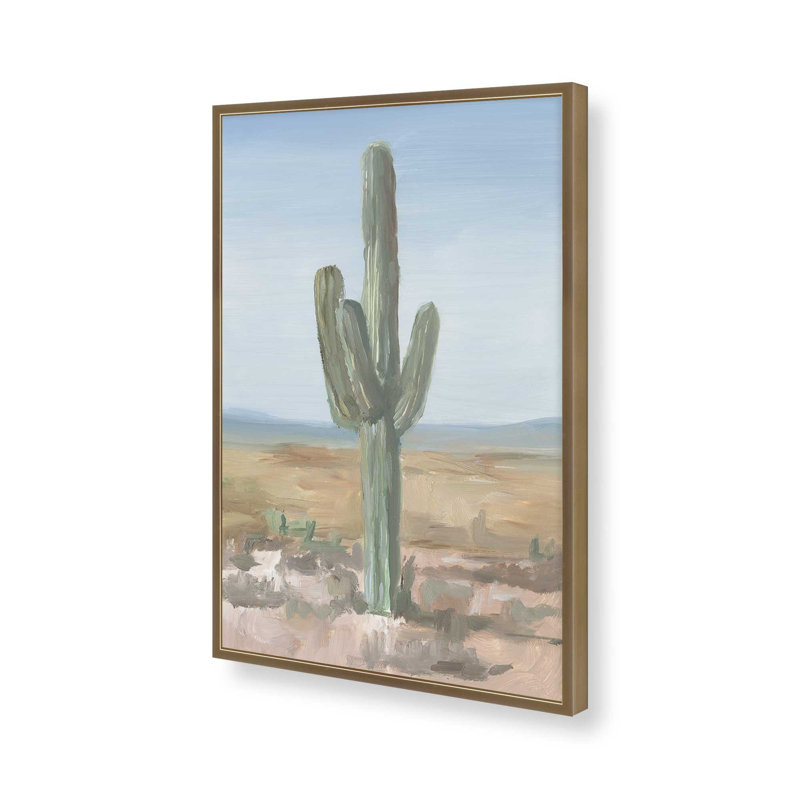 Cactus Saguaro intemporel I, Cadre ouvert à coins ouverts, or brossé, H 21,25 po x l 17,25 po