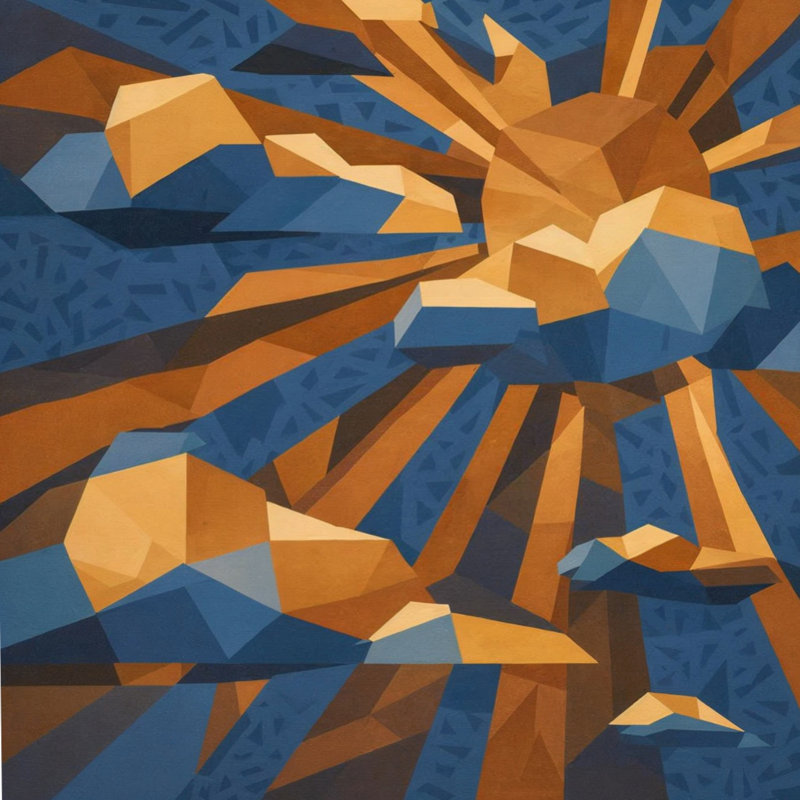 Rideaux de douche géométriques Sunburst Clouds, L 70 po x H 72 po, Bleu foncé / orange foncé