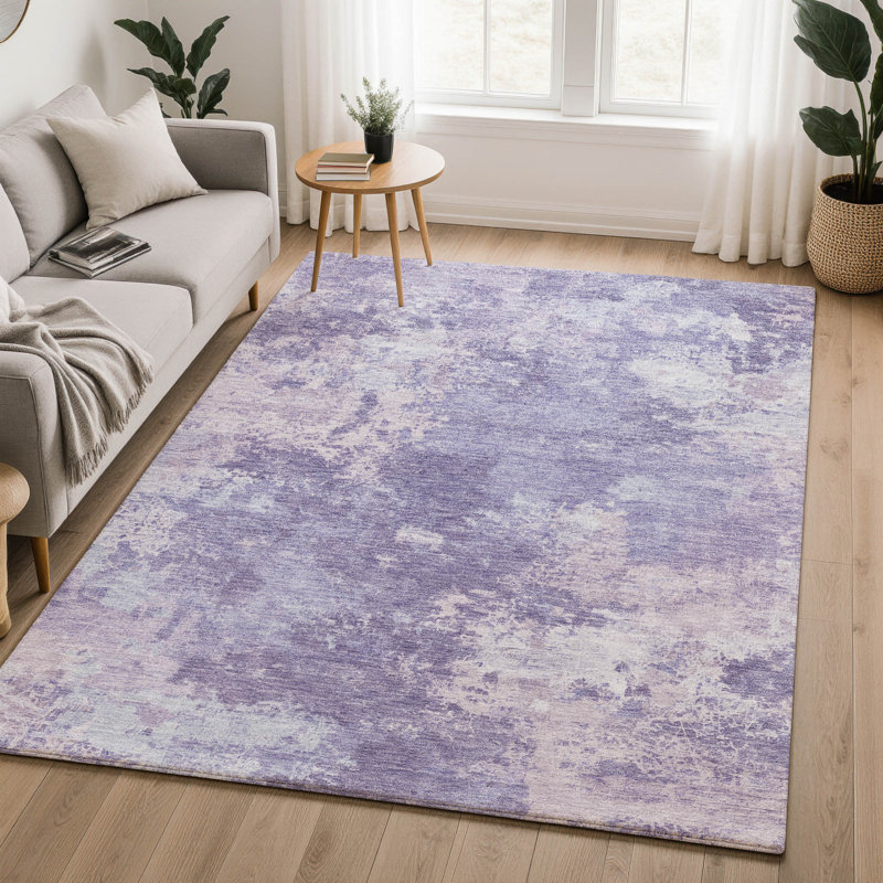 Tapis abstrait lavable à la machine de qualité supérieure Mayfield AMF2364, Prune, 10 pi x 14 pi