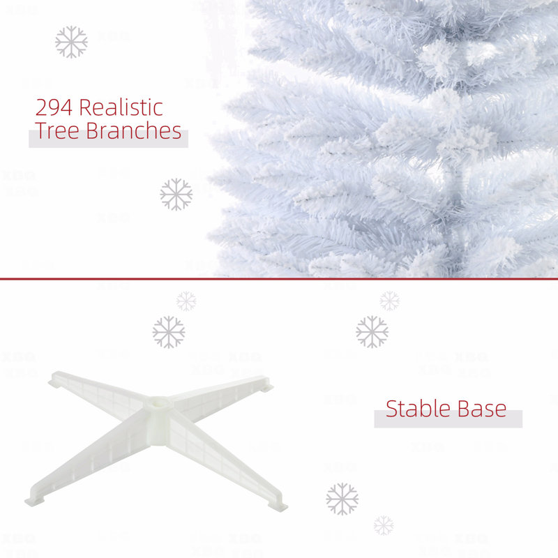 Arbre de Noël artificiel enneigé 5 pi, branches réalistes, base en plastique, décoration d'intérieur, Blanc
