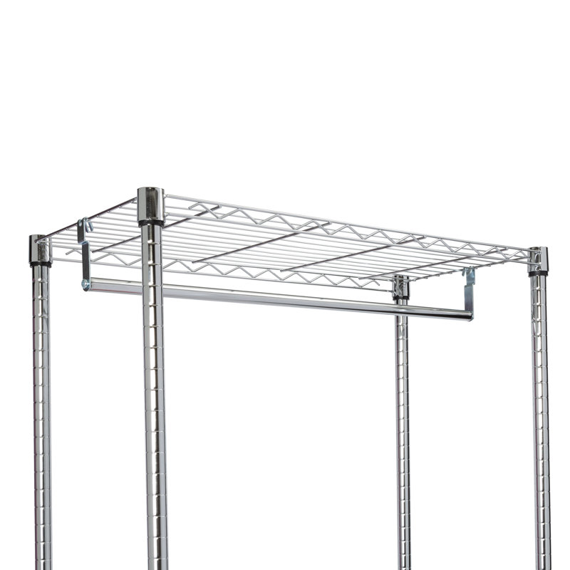 Chrome Steel Rolling Laundry Center with Triple Sorter and Hanging Rod