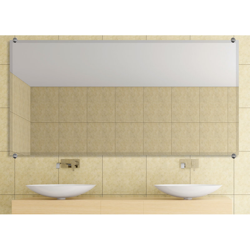 Mansell Beveled Frameless Wall Mirror, 70" H x 36" W, Chrome
