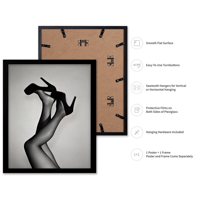 Dame en talons, H 08 po x l 10 po, Affiche, Cadre noir