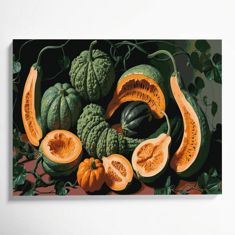 Art mural sur toile vert légumes et gourde amère, H 8 po x l 10 po