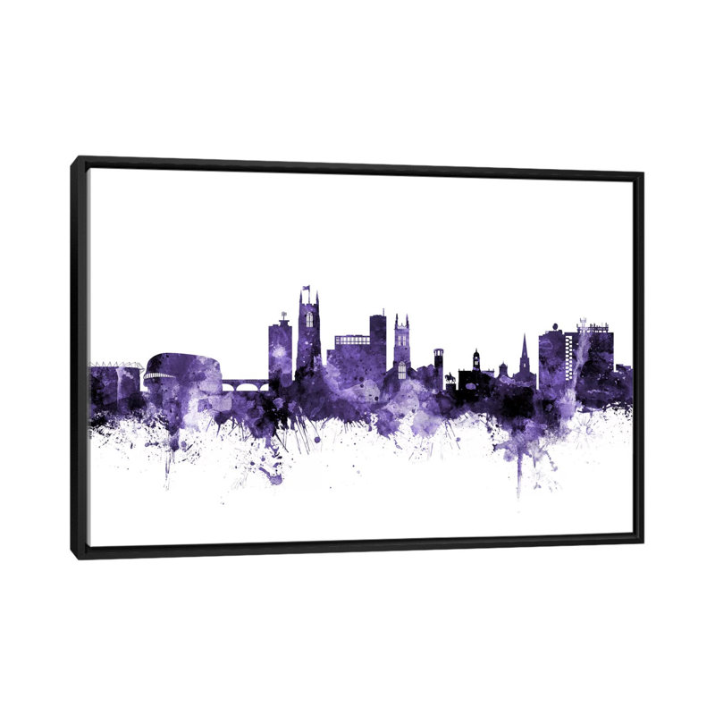 «Derby, England Skyline» par Michael Tompsett - Estampe numérique sur toile tendue avec châssis, H 18 po x l 26 po x P 1,5 po