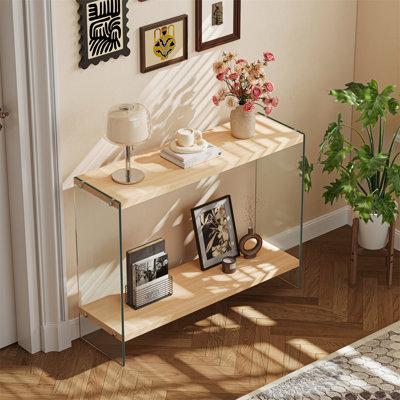 Rectangular Console Table Console Entryway Table Tempered Glass Frame For Living Room, Foyers by Wrought Studio