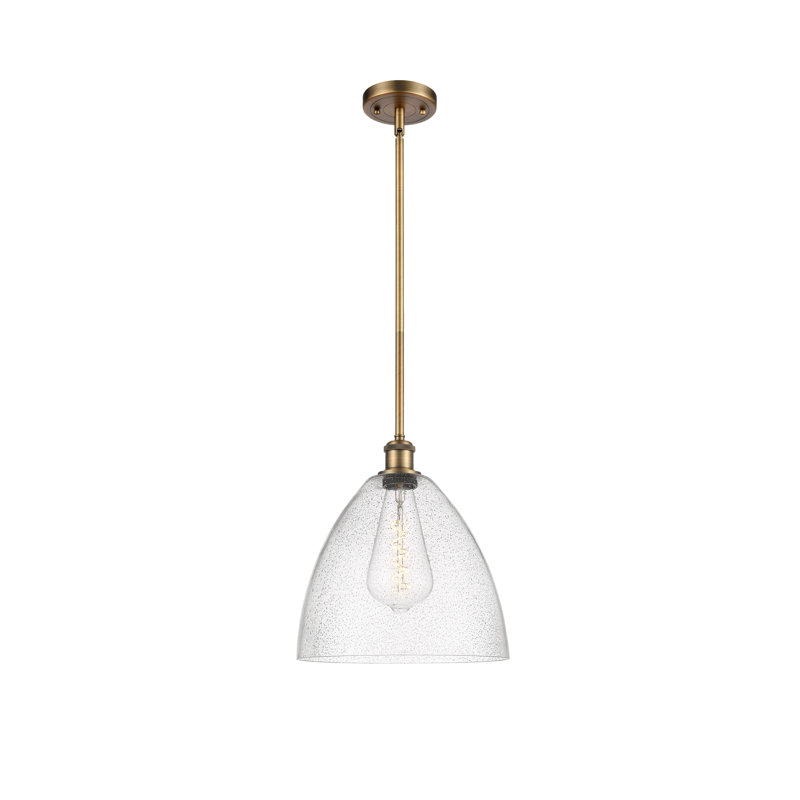 Luminaire suspendu en forme de globe à 1 lumière Angeliz, H 45,75 po x l 12 po x P 12 po, Ampoule non incluse, Laiton brossé