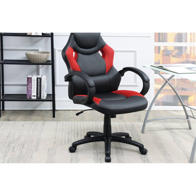 Chaise de bureau avec hauteur réglable, coussins d'accoudoirs, dossier, noir et rouge pour une apparence élégante, une chaise de jeu moderne, une expérience immersive