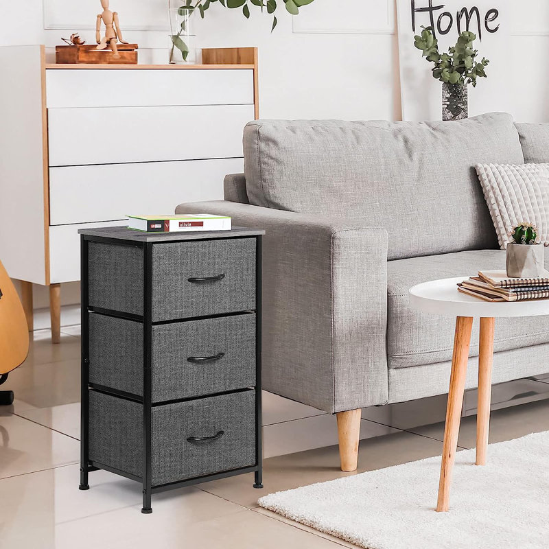 Thorgunn 15.75 " W 3 - Drawer Dresser, Gray