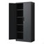 Armoire de rangement en métal 72 po H, armoire verrouillable en acier à outils noir avec portes et 4 tablettes, grands classeurs pour systèmes de rangement de garage, classeur verrouillable pour bureau personnel, salle de classe / garde-manger