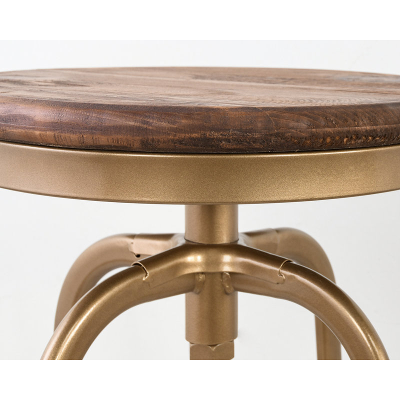 Swivel Solid Wood Adjustable Height Stool, Bronze