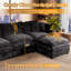 Canapé modulaire en U de 140,5 po, canapé 4 places Cloud avec revêtement en chenille, coussins lombaires et repose-pieds mobile pour le salon-378218155