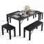 Ensemble de salle à manger 6 personnes avec deux bancs longs et deux bancs courts-746919469-746919458-680411272