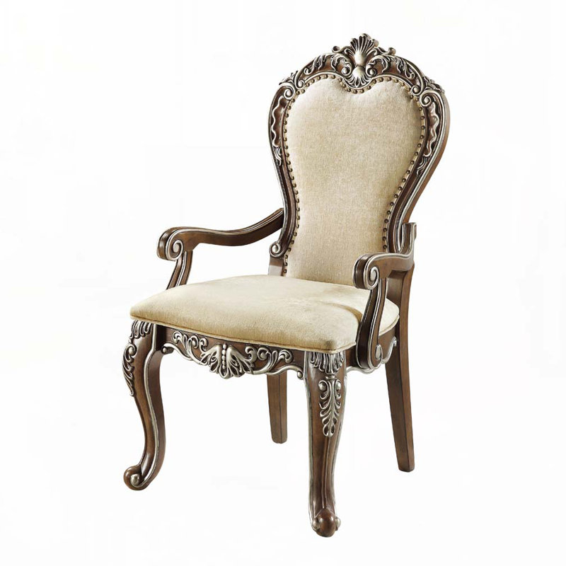 Ensemble de chaises de salle à manger rembourrées en tissu avec dossier et garniture cloutée
