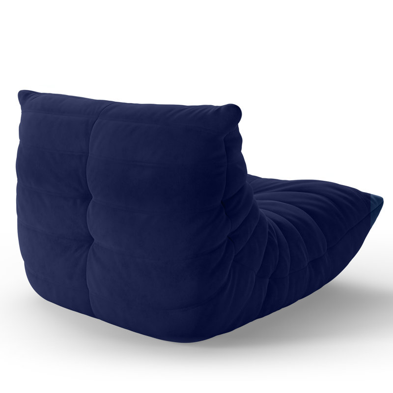 Uncompressed Suede Armless Bean Bag Chair & Lounger Soft Lounge Chair Lazy Sofa, Navy Blue Microfiber