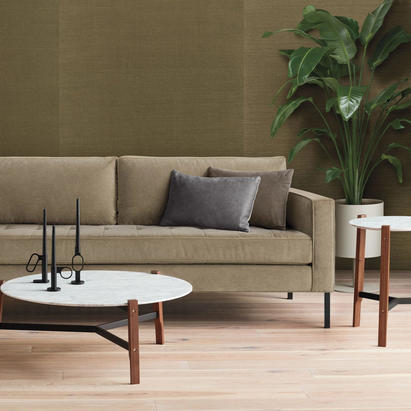 Paramount Sofa, Metal, Otter Velvet Velvet, 32" H x 95" W x 34" D