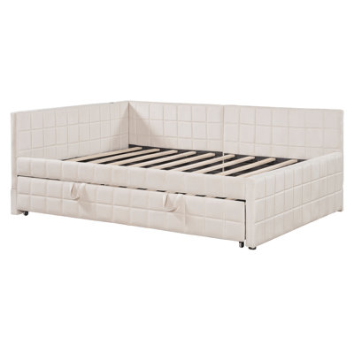 Full Upholstered Tufted Corner Daybed With Trundle And Usb Ports by Latitude Run