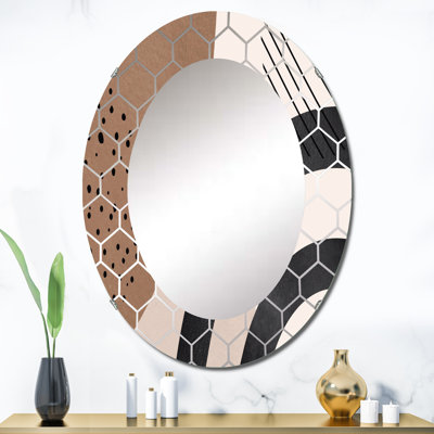Formes abstraites en terre cuite et formes ivoires III - Miroir mural moderne