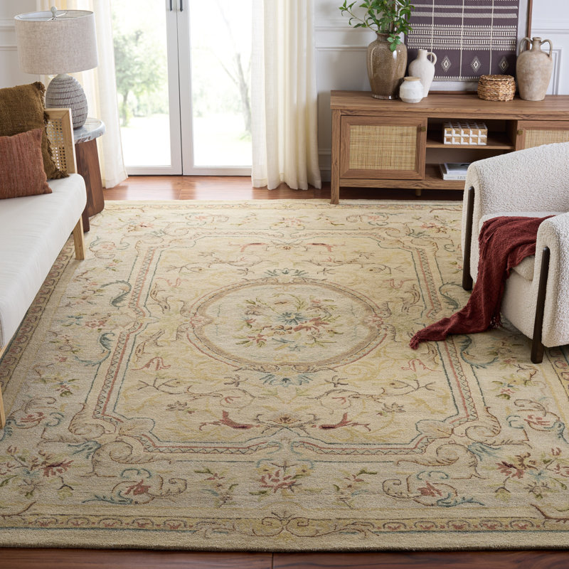 Tapis oriental en laine touffeté à la main Bergama, Rectangle 8 pi x 10 pi