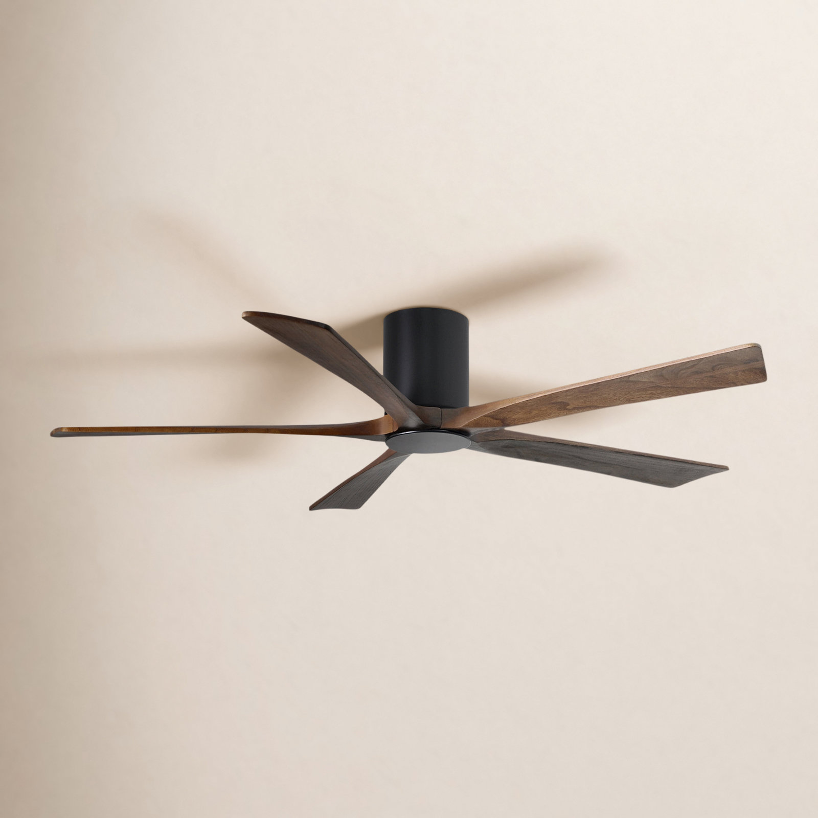 Irene Ceiling Fan with LED Light Kit, Matte Black, 60", Walnut Tone