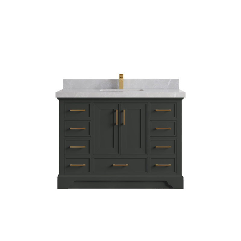 Charlotte 48'' Single Bathroom Vanity with Top, Pearl Gray