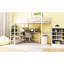 Lit mezzanine en métal blanc avec bureau et rangement latéral