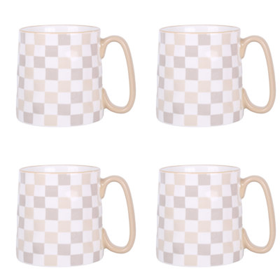 Bella Neutral Check Coffee Mug