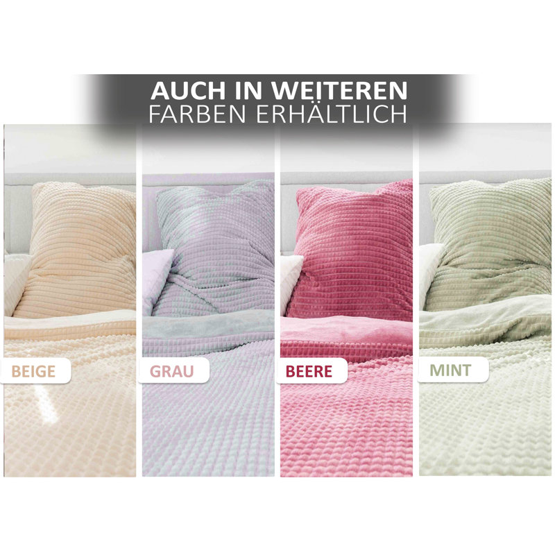 Kord Diamant Microfiber Duvet Cover Set Set, 135 x 200cm Duvet Cover + 1 Pillowcase 80 x 80cm, Grey