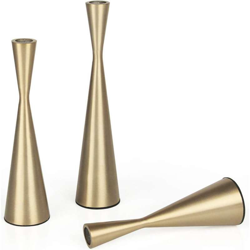 Metal Taper Candlestick Holders Set Of 3 - Sturdy Decorative Candle Stand For Wedding, Dining, Party, Home Decor - Elegant Nordic Style With Anti-Corrosive Finish
