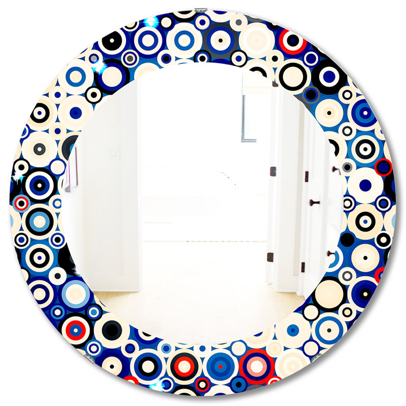 Étoiles et pois rétro dans un style disco - Miroir bohémien et éclectique, H 31,5 po x l po