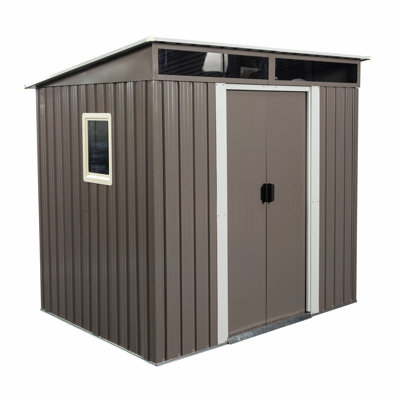 6 ft. W x 5 ft. D Lean-To Storage Shed with Window Transparent Plate,Modern Robust Construction Tool Shed with Sliding Doors and Padlock