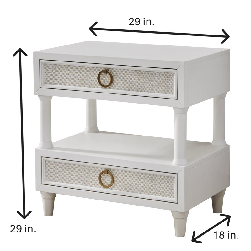 Abramowitz 2-Drawer with Open Shelf Nightstand - White