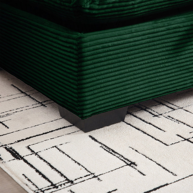 Canapé modulaire Corduroy, canapé en L avec repose-pieds avec rangement et 3 coussins, canapé modulaire pour le salon