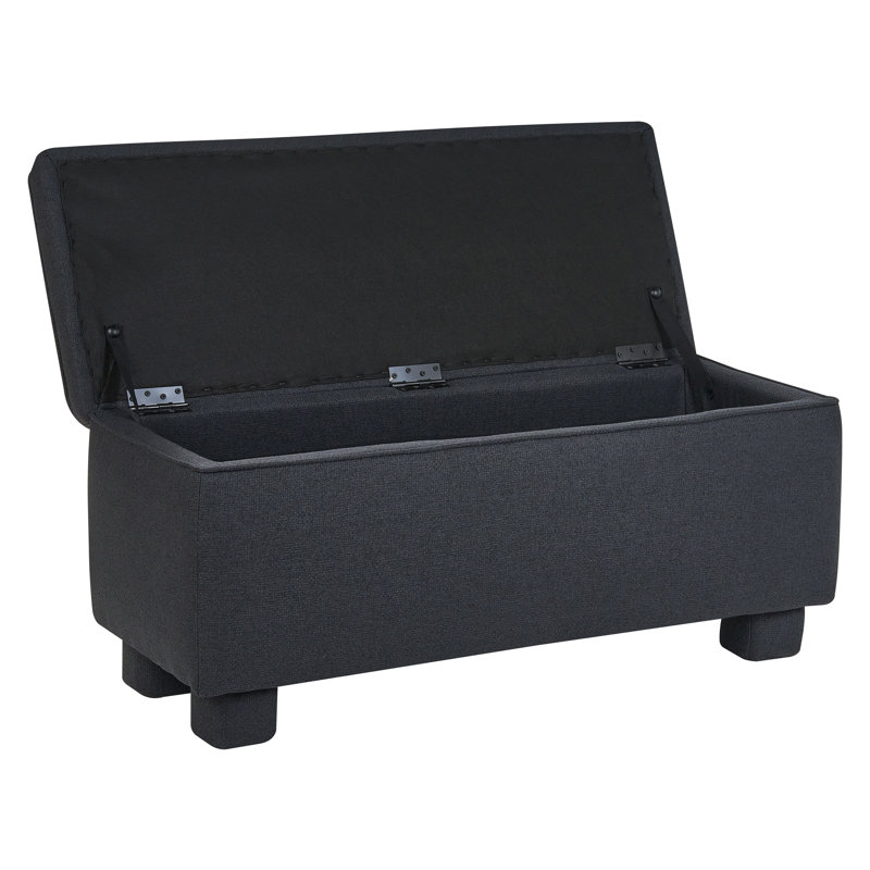 Fabric Upholstered Storage Bench, Black
