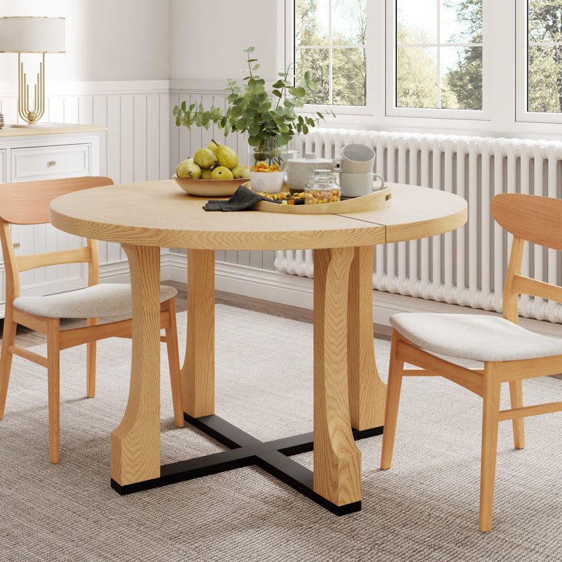 Table de salle à manger de 48 po de style rond. Sièges 4. Fabriqué en bois massif et résistant aux égratignures et à l'eau. Facile à assembler. Convient pour les cuisines. Bois de frêne naturel éblouissant. Table de l 48 po x P 48 po x H 31,11 po