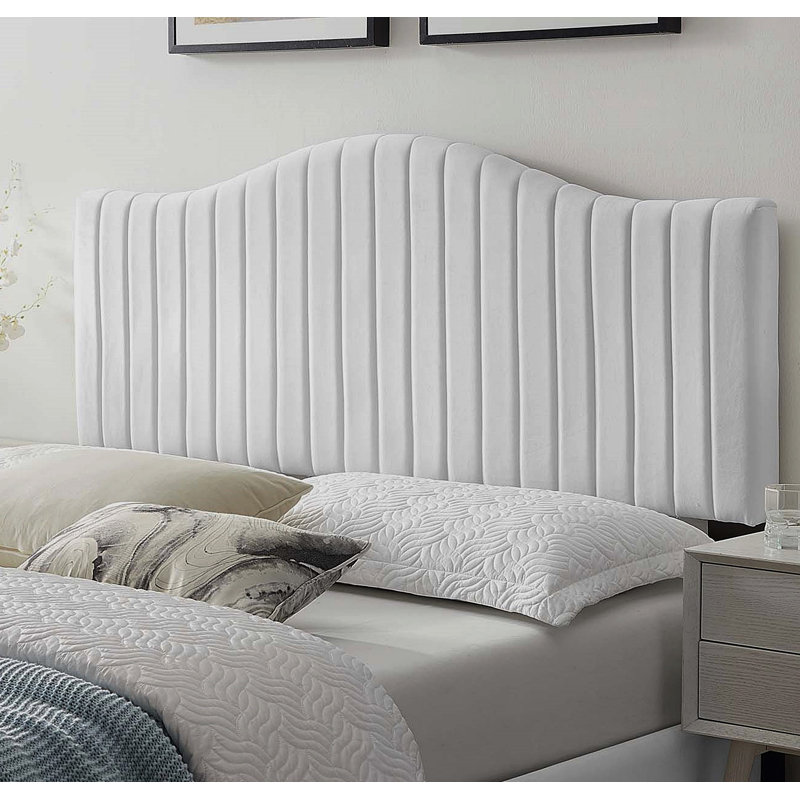 Brielle Channel Tufted Performance Velvet Headboard, King, White