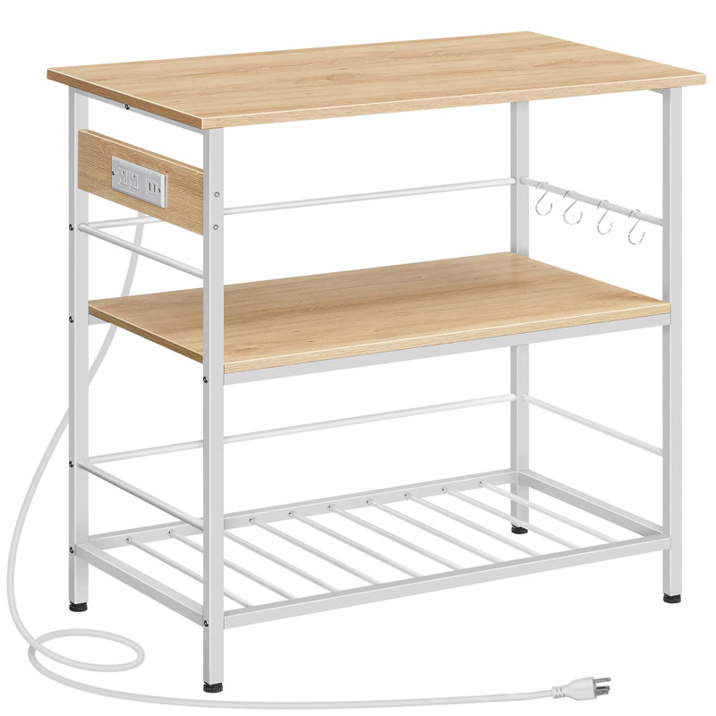 Tamathy Kitchen Island, White/Natural