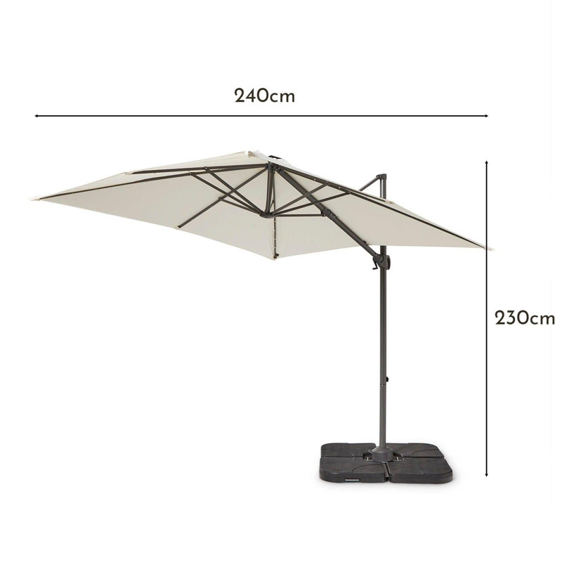 Lankin Rectangular 8 - Piece 6 - Person 180Cm L Outdoor Table Set, Natural/ Cream Parasol