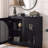 Mid Century Modern Fluted Sideboard Cabinet, Buffet Cabinet with Storage, Narrow Side Cabinet Accent Cabinet-555247153