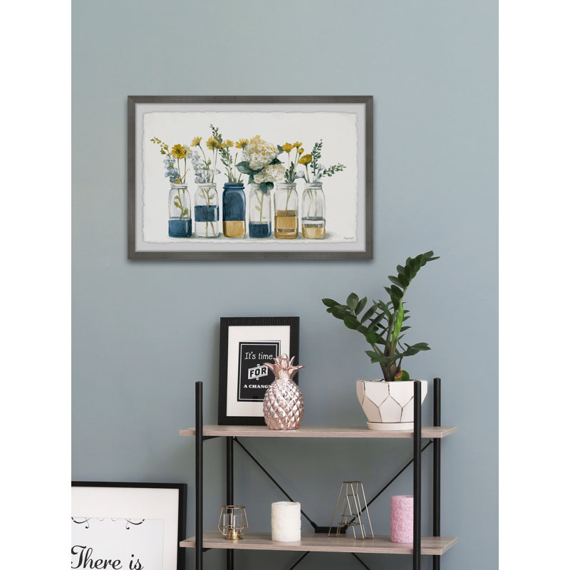 Two Tone Bottles - Single Picture Frame Painting, 16" H x 24" W