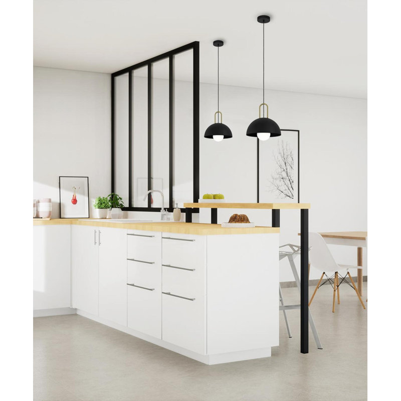 Dugan 1 - Light Single Pendant, White, White/Brushed Brass