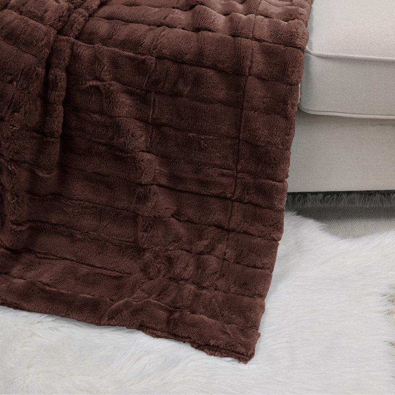 Knitted Blanket, 152.4cm W x 203.2cm L, Chocolate